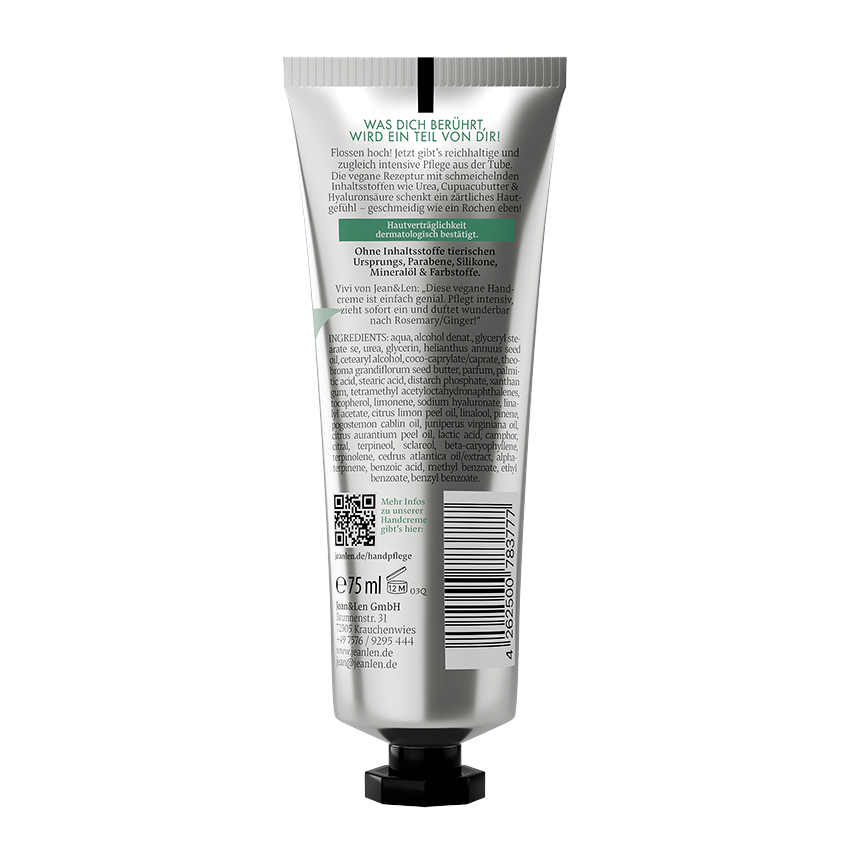 Jean&Len sehr geile Handcreme Rosemary/Ginger Urea, 75 ml Moodshot 1