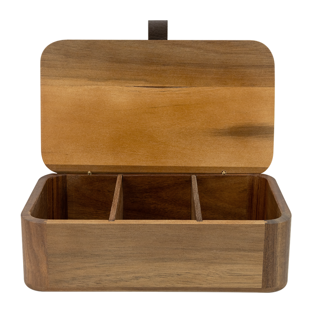 Jean&Len Teebox, Akazienholz, 24 x 14 x 7,5 cm Produktansicht Vorne