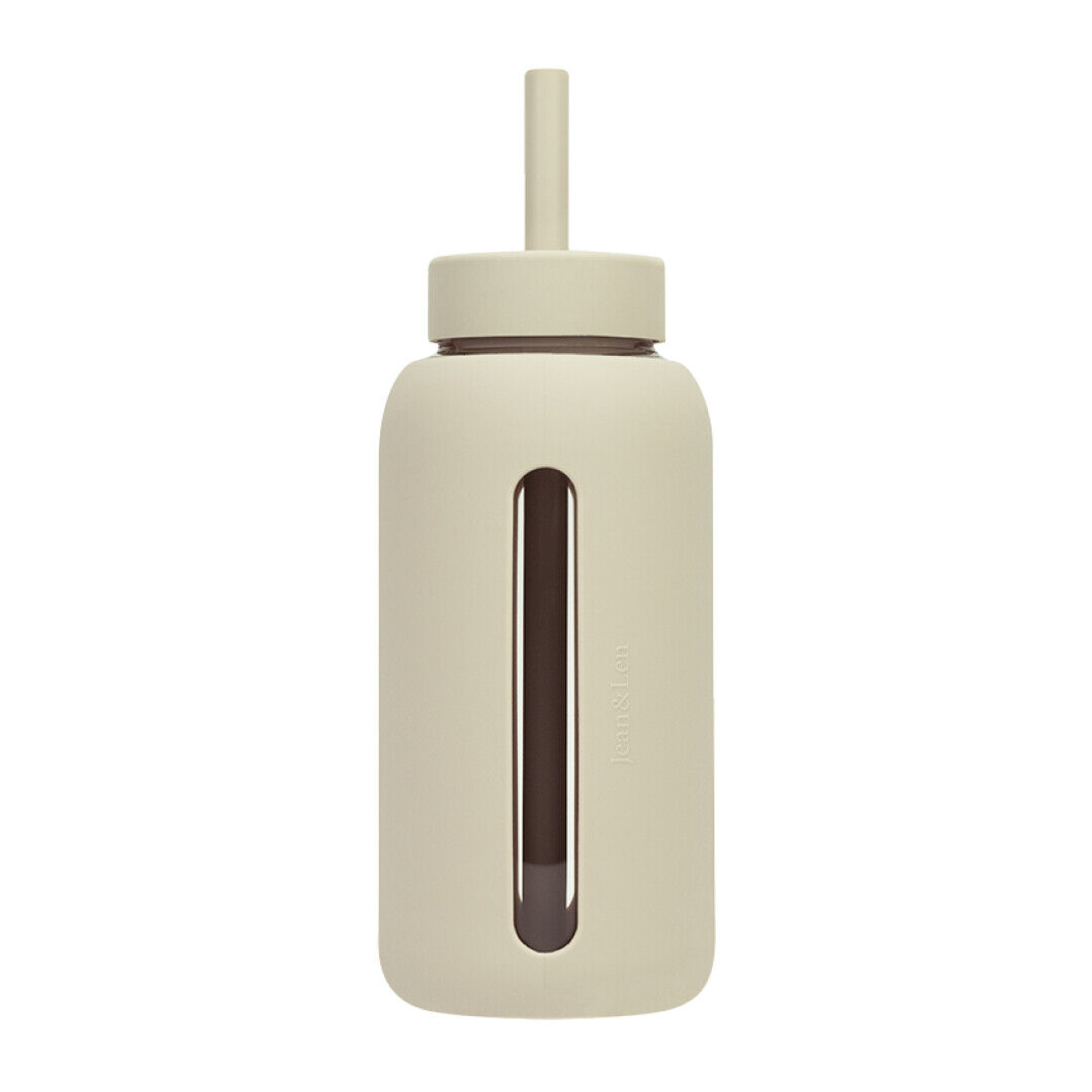 Jean&Len Trinkflasche, Borosilikatglas mit Silikonmantel, greige, 800 ml zusätzliche Produktansicht
