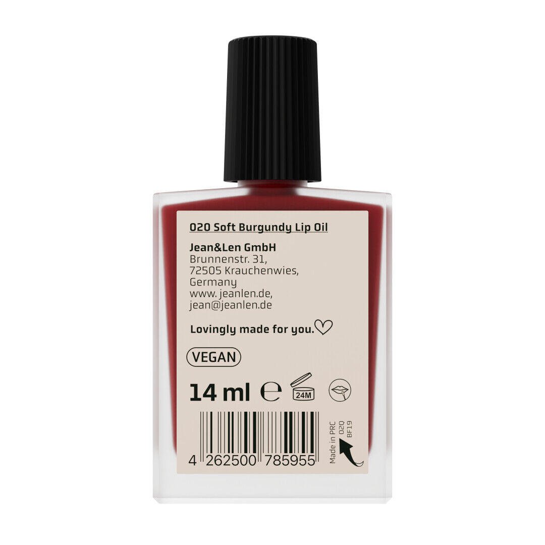 Jean&Len The Tinted Glow Lip Oil 020 Soft Burgundy, 14 ml Produktansicht Hinten