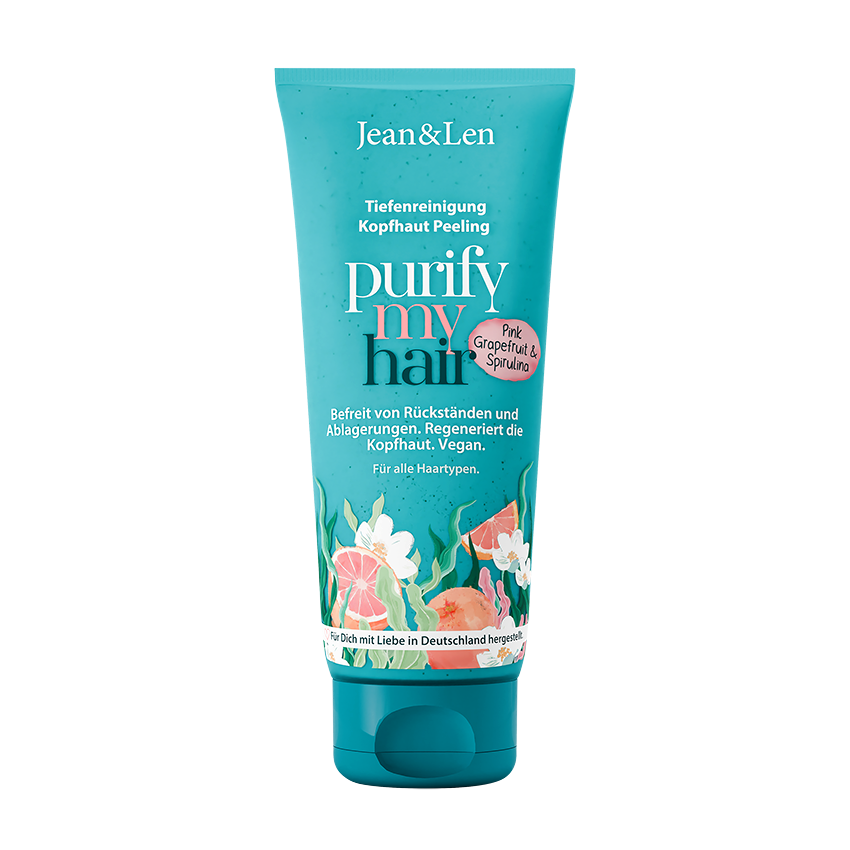 Jean&Len Kopfhaut Peeling Pink Grapefruit/Spirulina, 200 ml Produktansicht Vorne