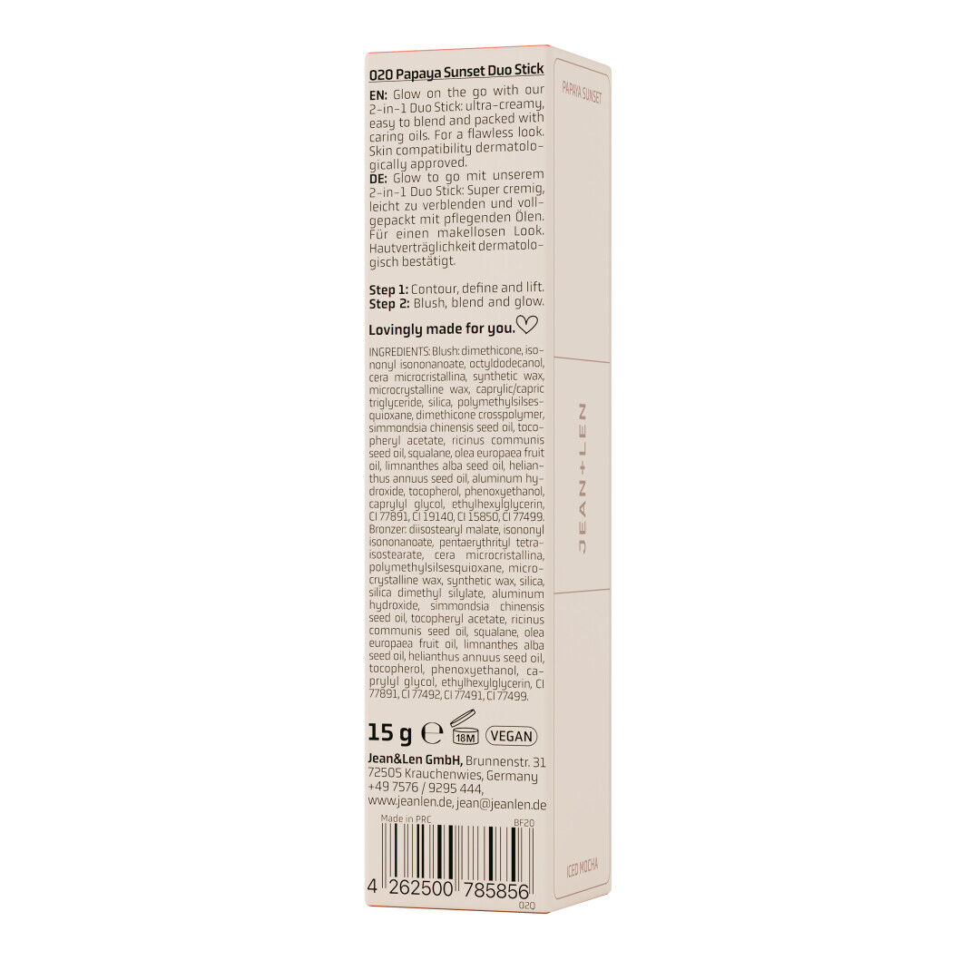 Jean&Len The Perfect Pair Duo Stick 02 Papaya Sunset, 15 g Produktansicht Hinten