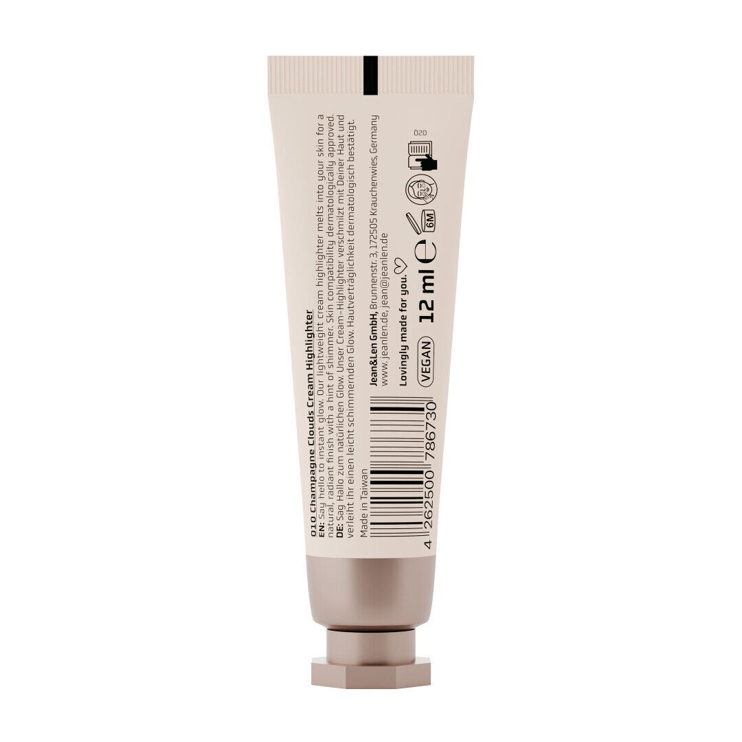 Jean&Len The Hello Glow Highlighter 010 Champagne Clouds, 12 ml Produktansicht Hinten