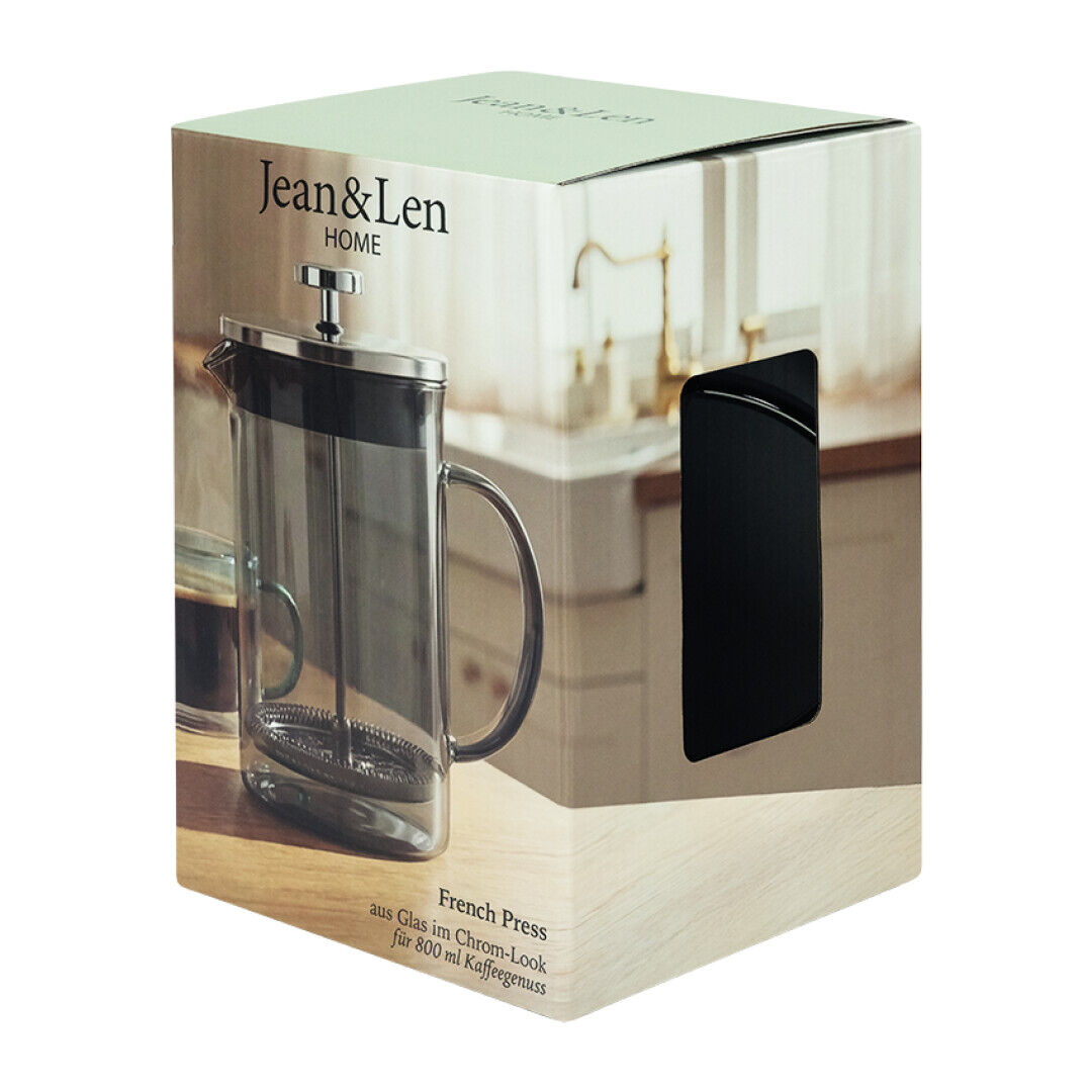 Jean&Len French Press, Glas, Chrom-Look, 800 ml Produktansicht Seite