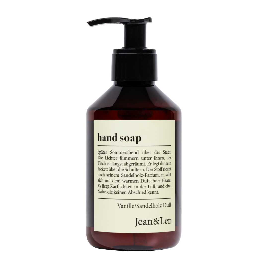 Jean&Len Hand Soap Vanille/Sandelholz, 250 ml Produktansicht Vorne