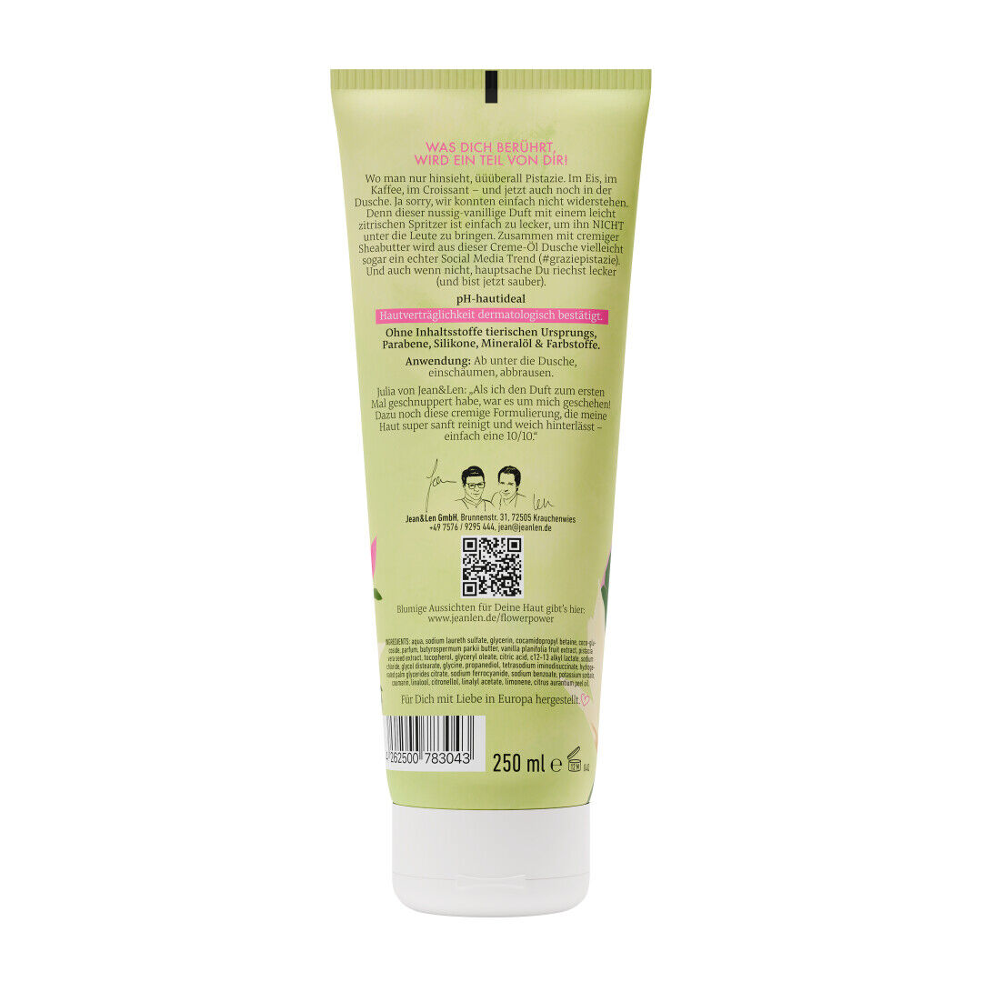 Jean&Len Creme-Öl Dusche Pistazie/Vanille, 250 ml Produktansicht Hinten