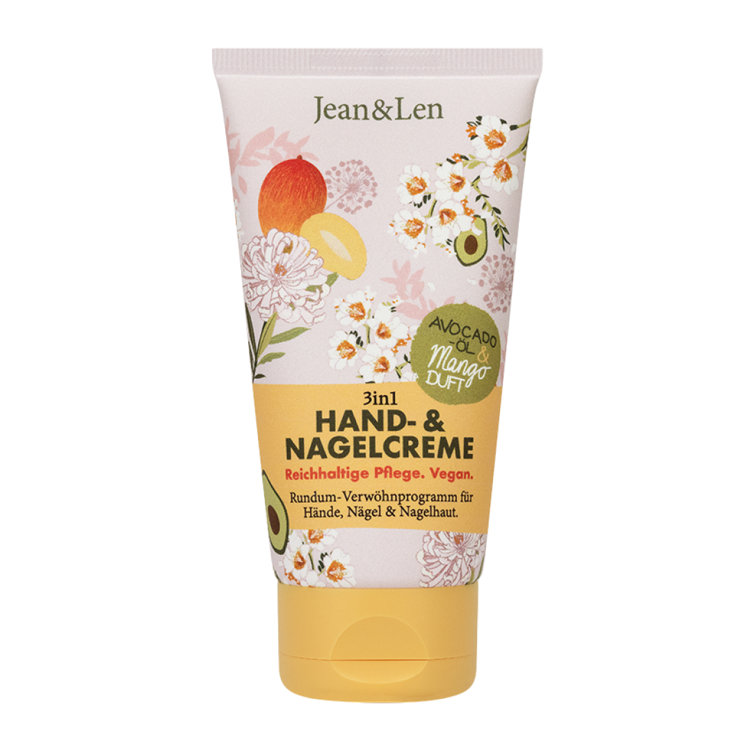 Jean&Len Hand-& Nagelcreme Mango/Avocado, 75 ml Produktansicht Vorne