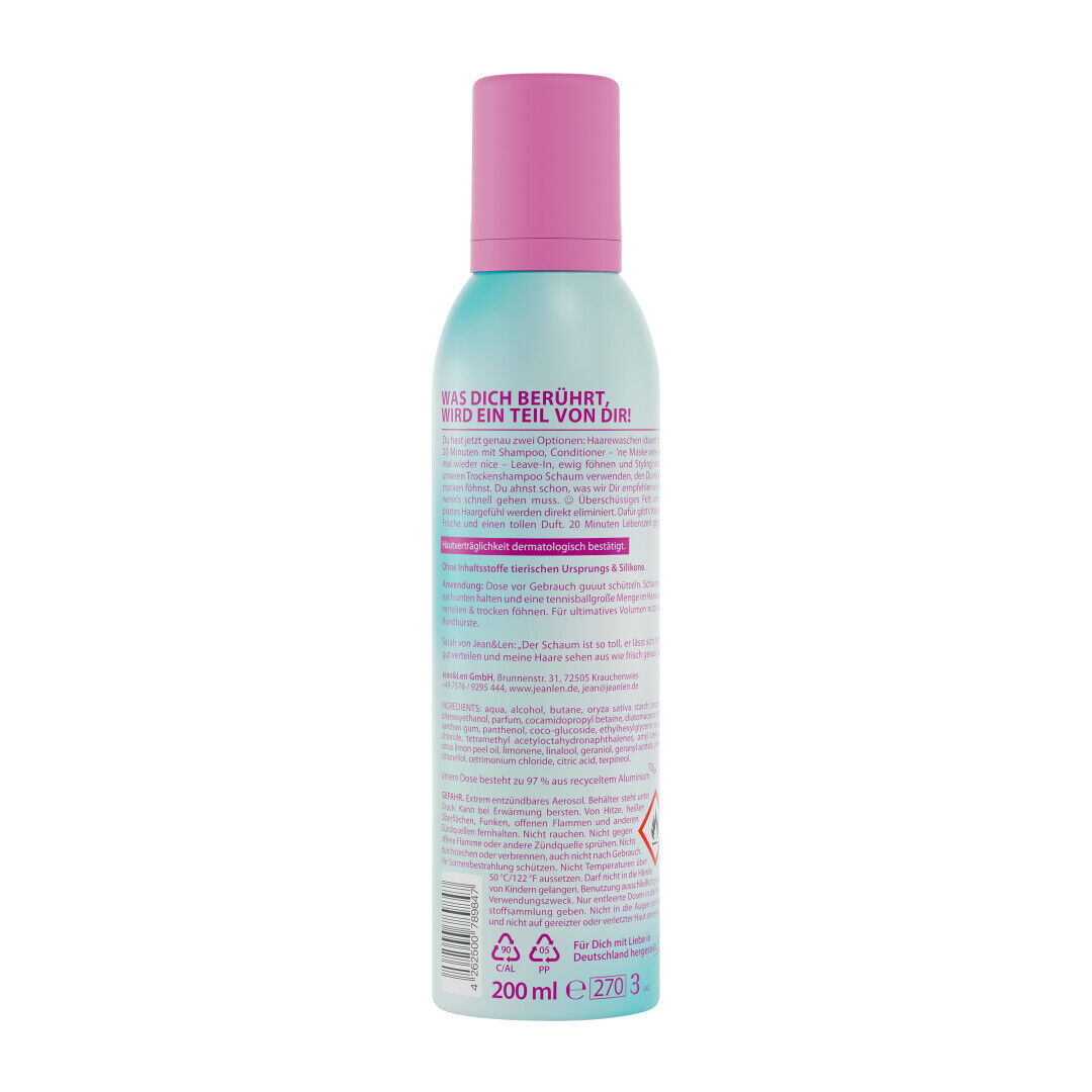 Jean&Len Trockenshampoo Schaum, 200 ml Produktansicht Hinten
