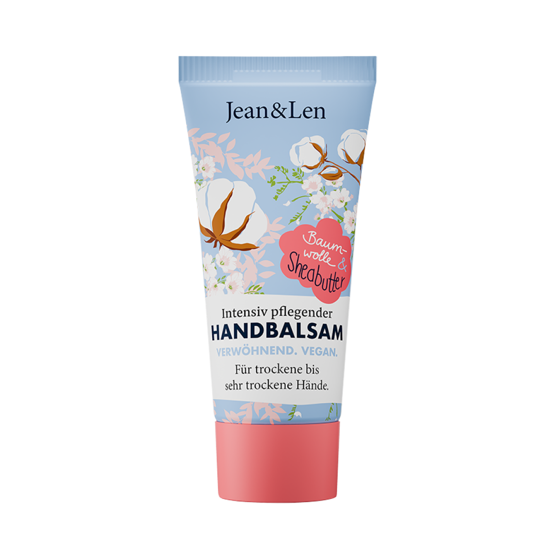 Jean&Len Handbalsam Baumwolle Sheabutter, 20ml Produktansicht Vorne