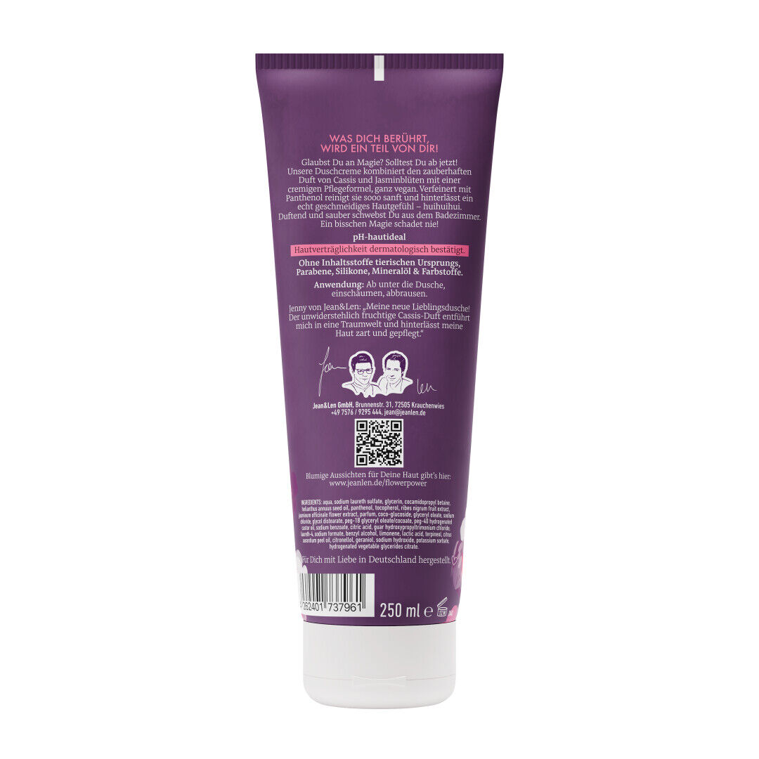 Jean&Len Duschcreme Cassis/Weiße Blüte, 250 ml Produktansicht Hinten