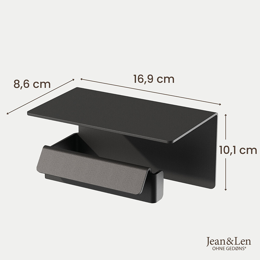 Toilettenpapierhalter mit Ablage in zeitlosem Mattschwarz