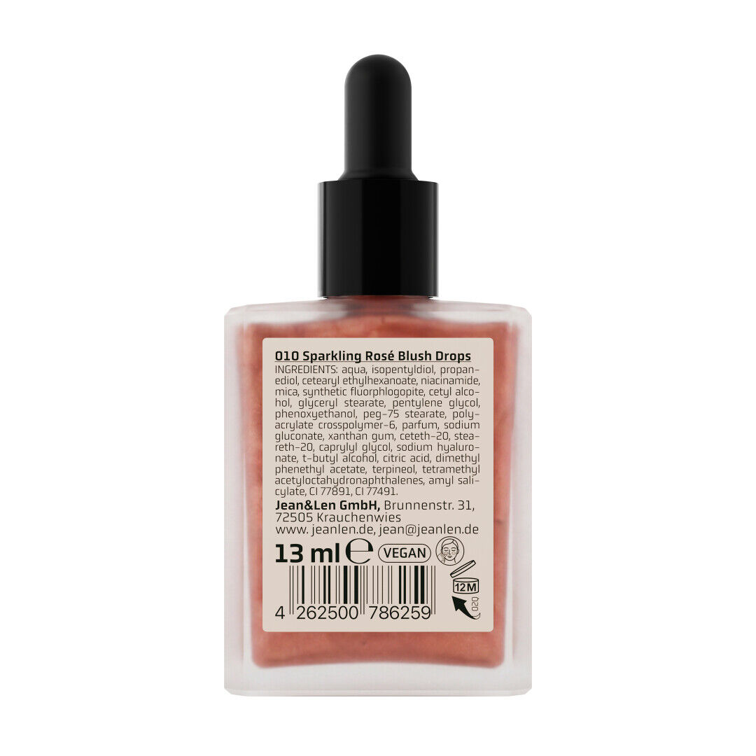 Jean&Len The Liquid Glow Blush Drops 010 Sparkling Rosé, 13 ml Produktansicht Hinten