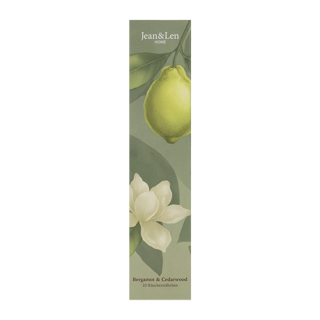 Jean&Len Räucherstäbchen, Bergamot/Cedarwood, 20 Stäbchen Produktansicht Vorne