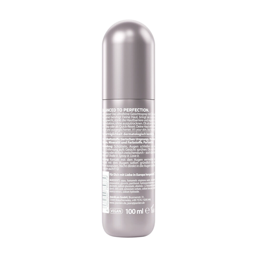 Jean&Len Multipurpose Mist Zinc Face Spray, 100ml Produktansicht Hinten