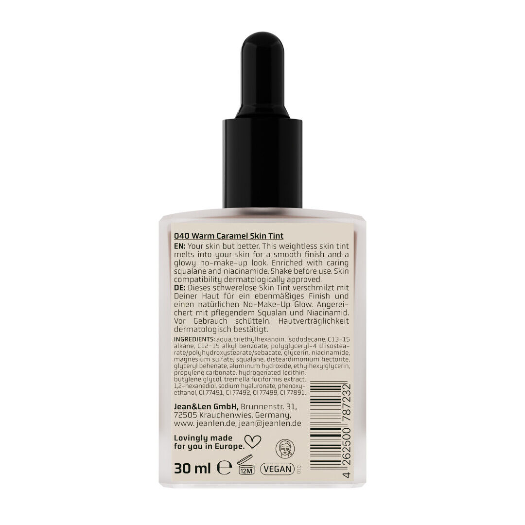 Jean&Len The Naked Perfect Skin Tint 040 Warm Caramel, 30 g Produktansicht Hinten