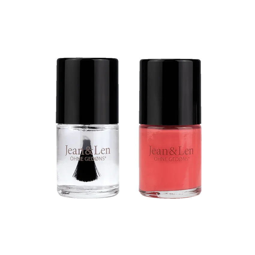 Plant-based Nail Polish Duo Transparent Star & Happy Coral, 24ml