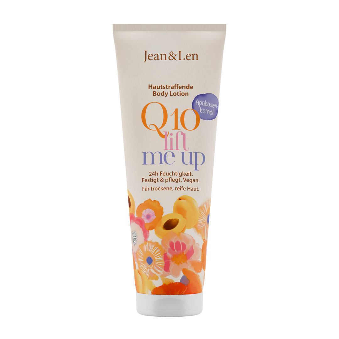 Jean&Len Hautstraffende Bodylotion Aprikosenkernöl & Q10, 250 ml Produktansicht Vorne