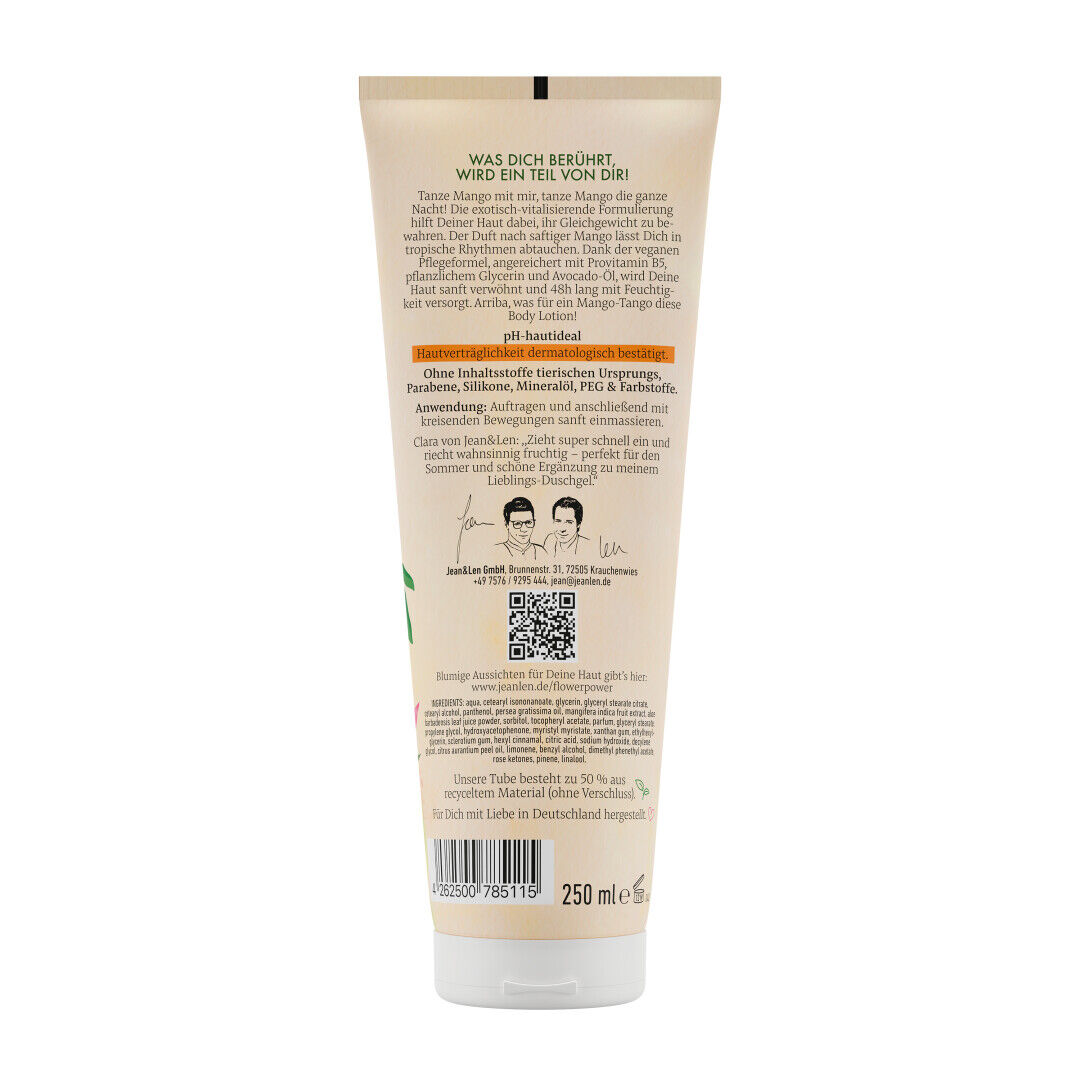 Jean&Len Body Lotion Mango/Avocado, 250 ml Produktansicht Hinten