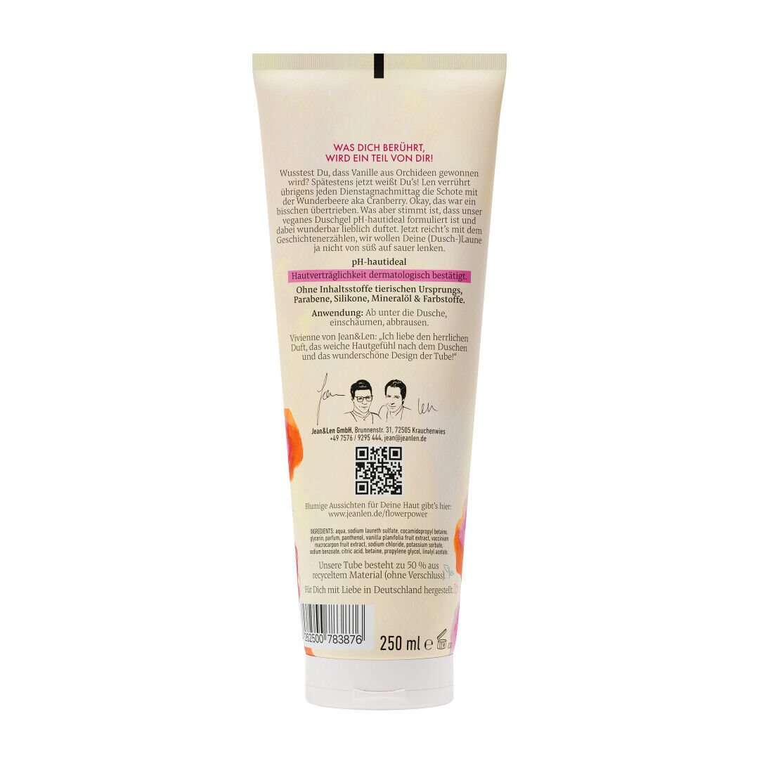 Jean&Len Duschgel Cranberry/Vanille, 250 ml Produktansicht Hinten