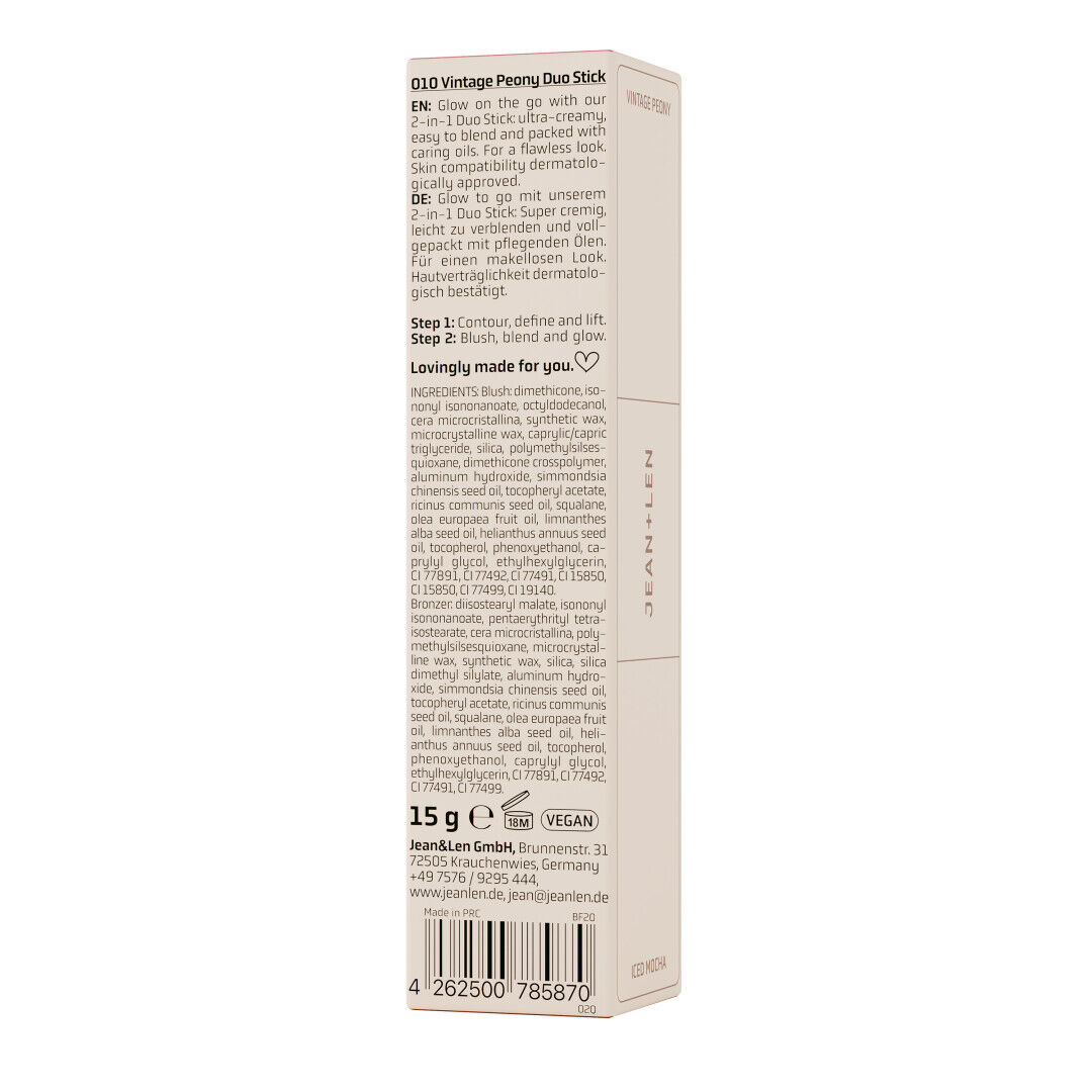 Jean&Len The Perfect Pair Duo Stick 01 Vintage Peony, 15 g Produktansicht Hinten