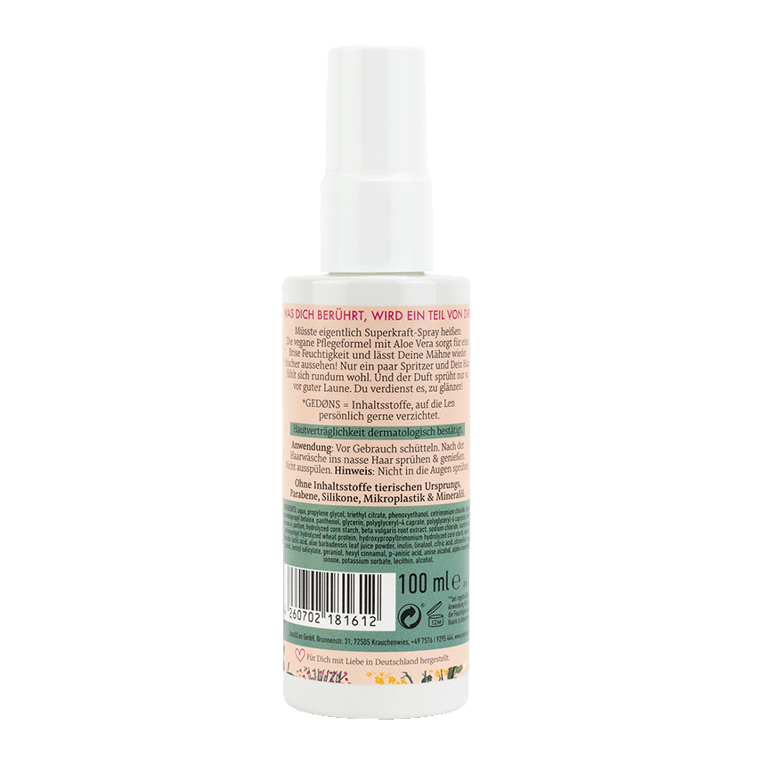 Jean&Len Pflegespray boost moisture, 100 ml Produktansicht Hinten