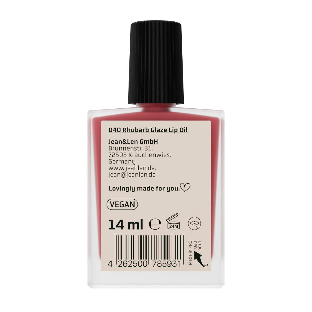 Jean&Len The Tinted Glow Lip Oil 040 Rhubarb Glaze, 14 ml Produktansicht Hinten