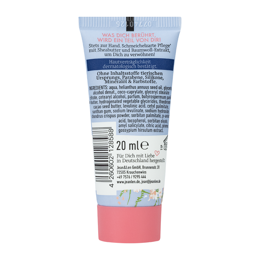 Jean&Len Handbalsam Baumwolle/Sheabutter Reisegröße, 20ml Moodshot 1