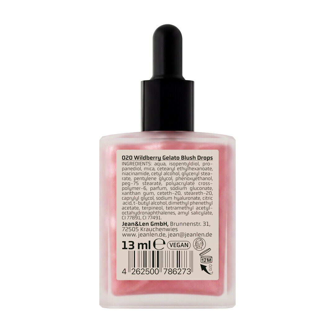 Jean&Len The Liquid Glow Blush Drops 020 Wildberry Gelato, 13 ml Produktansicht Hinten