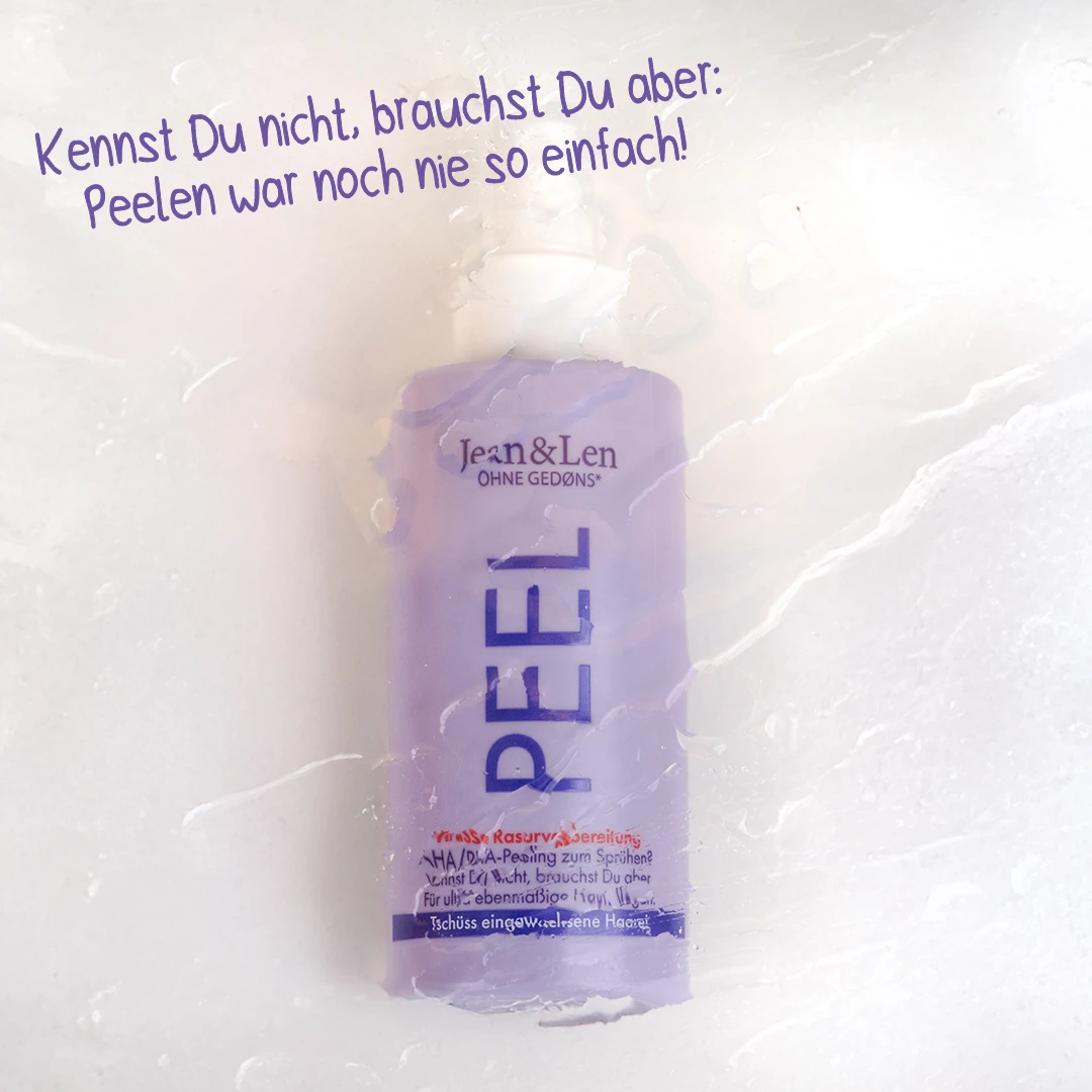 Intimpeeling mit Notiz "Kennst Du nicht, brauchst Du aber: Peelen war noch nie so einfach!"