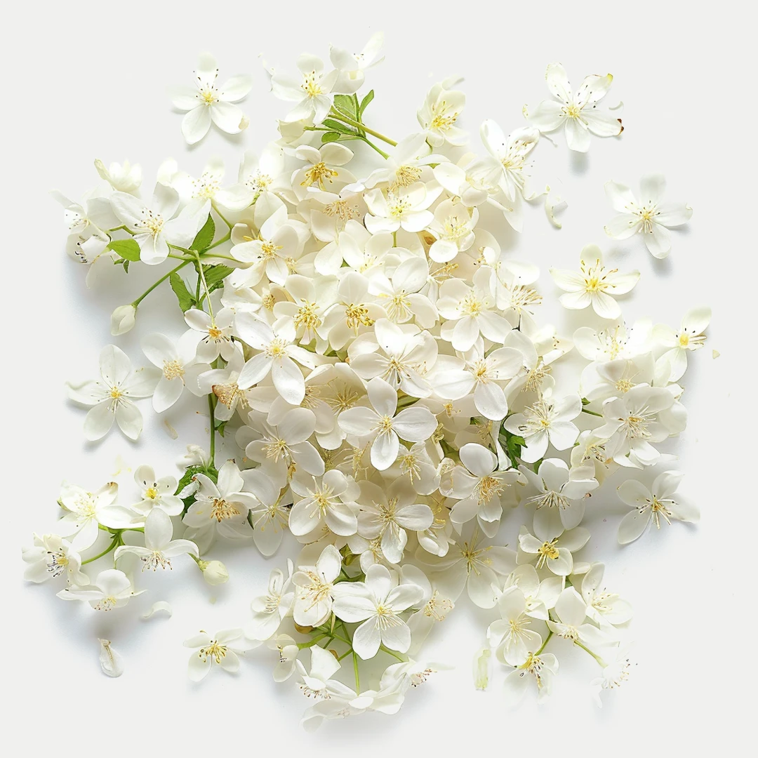 Holunder-Jasmin Haarpflege für feines Haar Holunderblüten auf hellem Untergrund