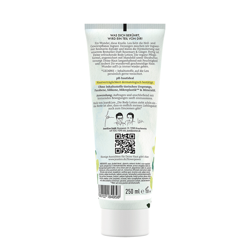 Jean&Len Erfrischende Bodylotion Rosemary/Ginger, 250ml Moodshot 1 2
