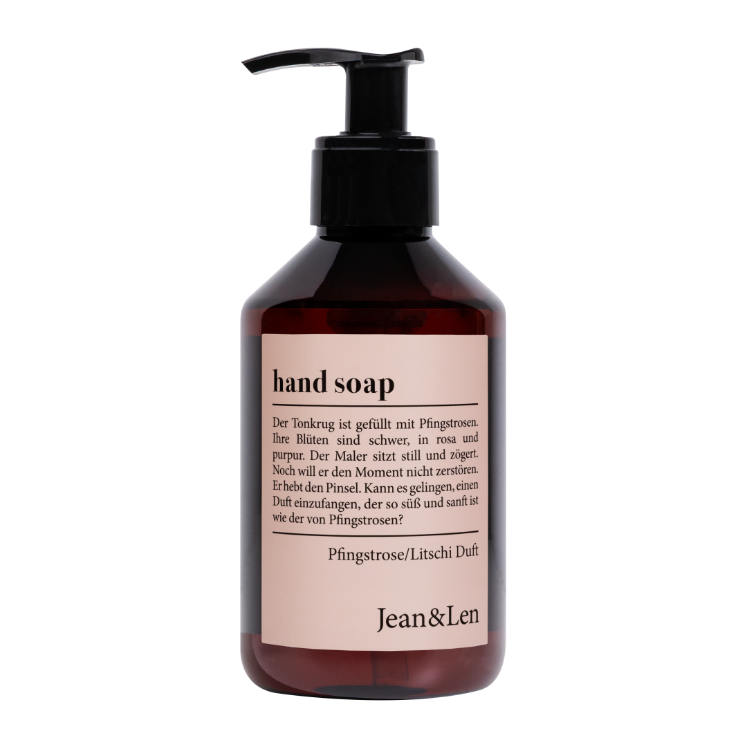 Jean&Len Hand Soap Pfingstrose/Litschi - Flüssigseife Produktansicht Vorne