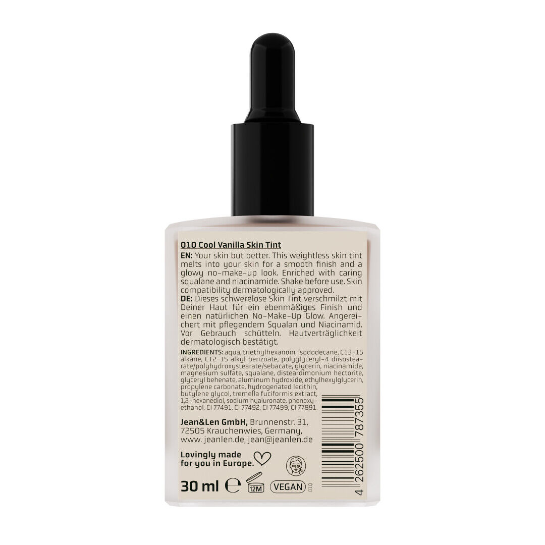 Jean&Len The Naked Perfect Skin Tint 010 Cool Vanilla, 30 g Produktansicht Hinten