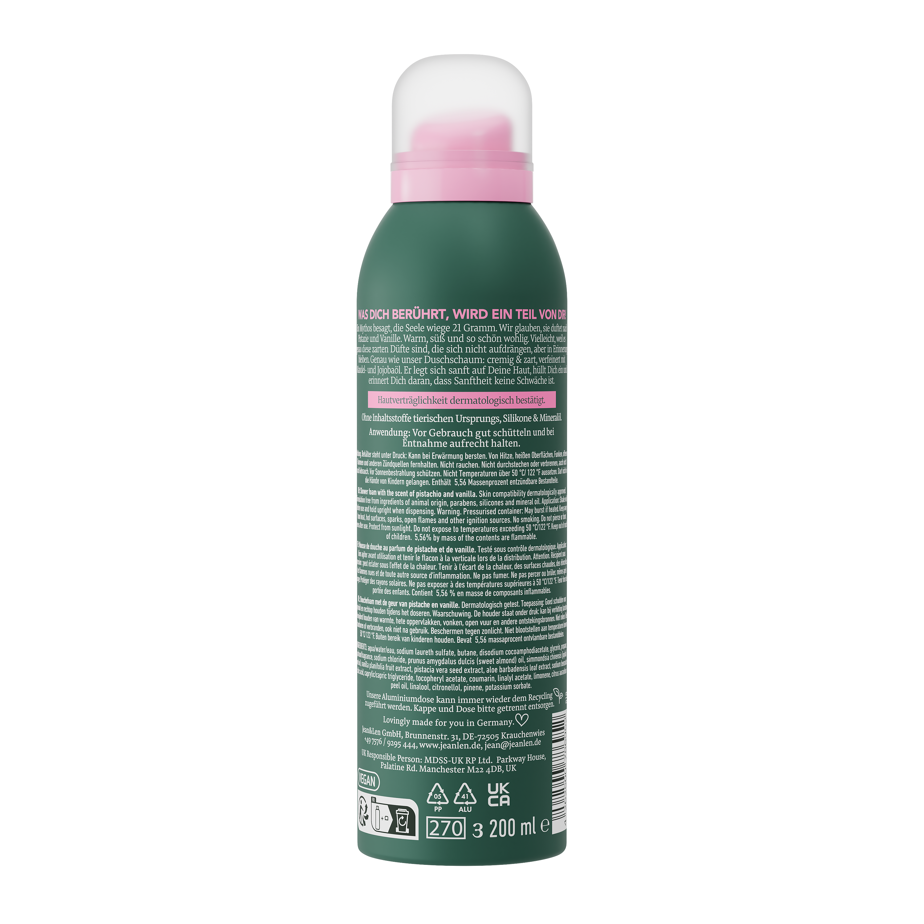 Jean&Len Shower Foam sweet soul, 200 ml Produktansicht Hinten