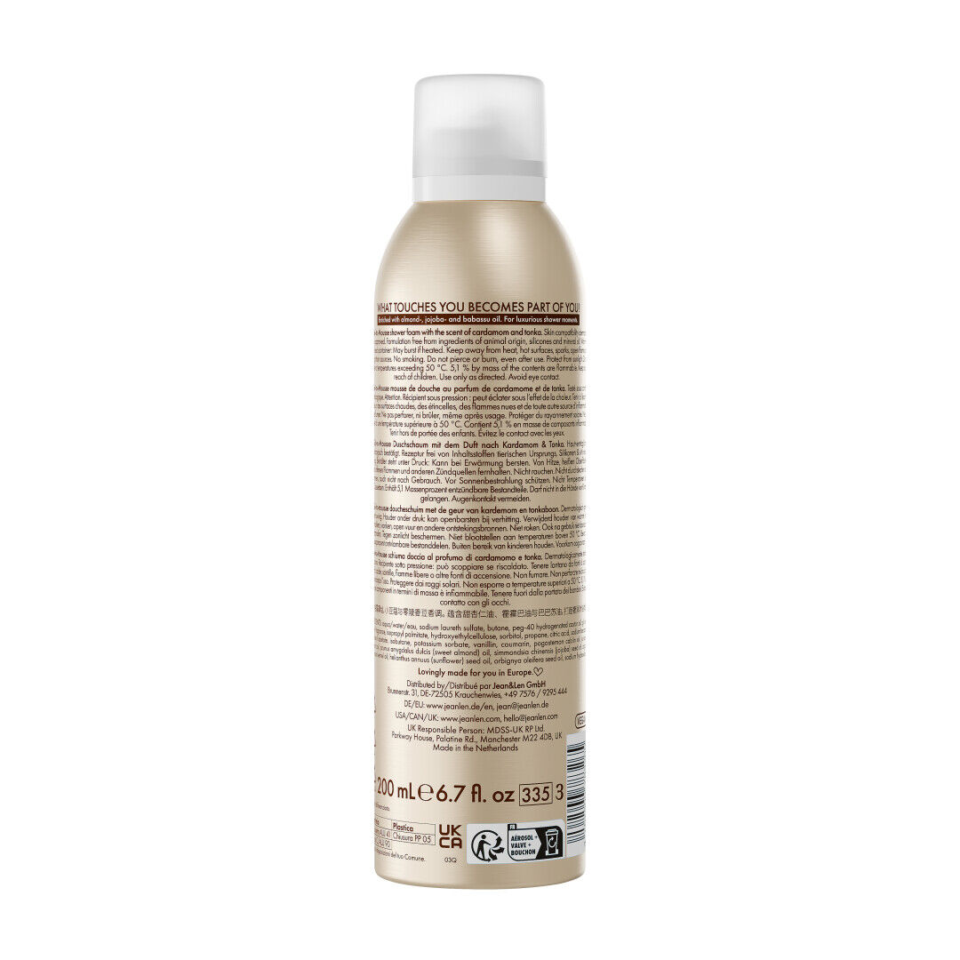 Jean&Len Shower Gel to Mousse Cardamom/Tonka, 200ml Produktansicht Hinten
